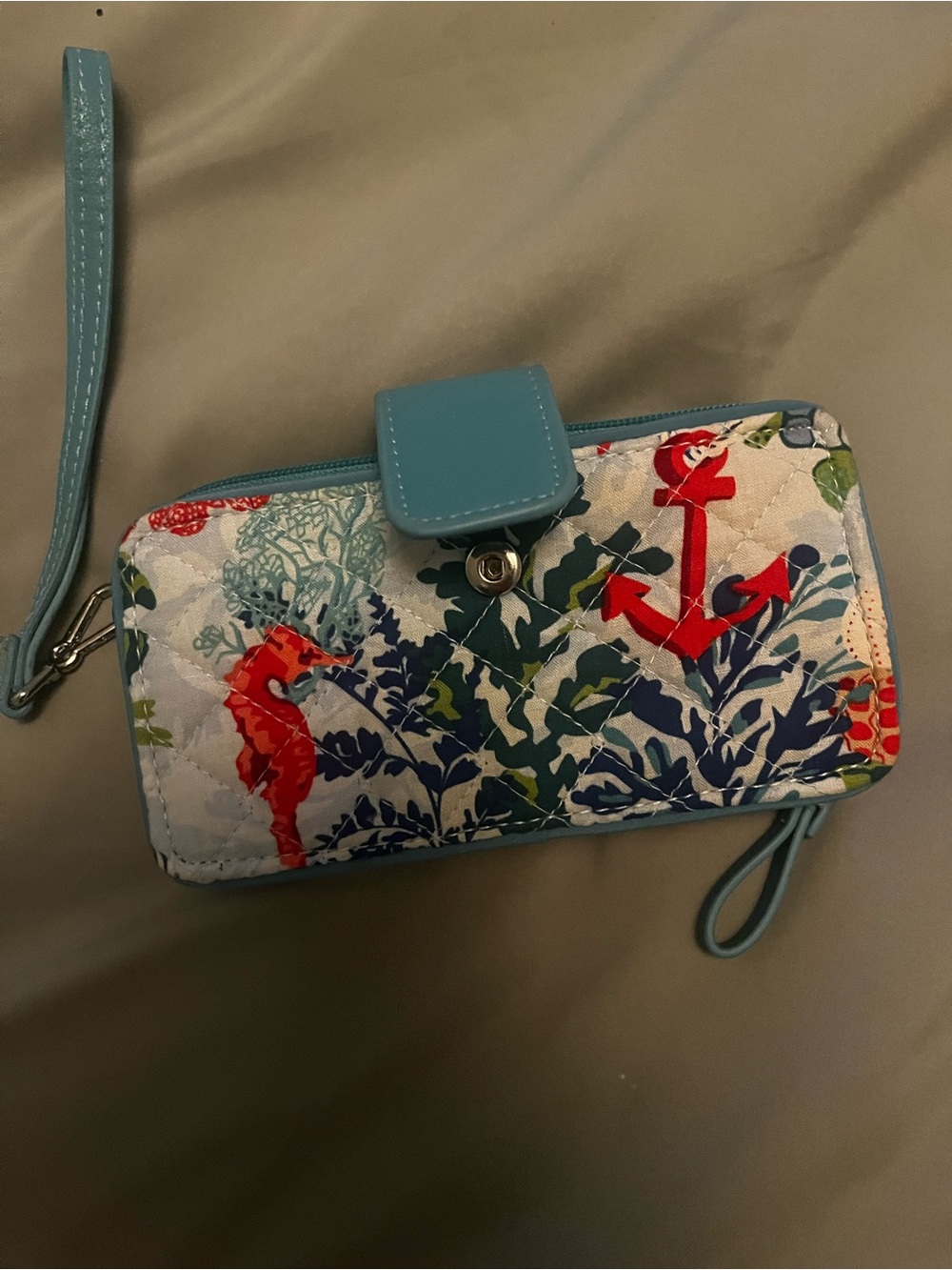 Vera Bradley Floral Quilted Wristlet Wallet - Turquoise & Red - Picture 3 of 3